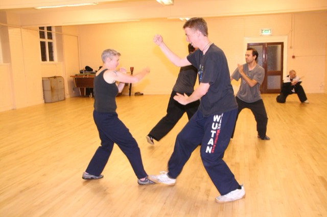 Sparring practice during a Tuesday kung fu class